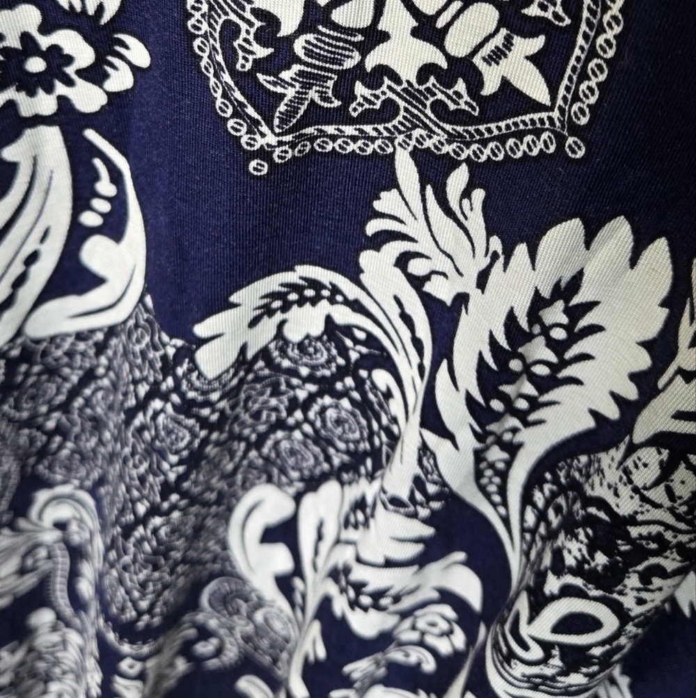 Michael Lauren Navy Paisley Dress Medium NWT Soft Casual Everyday Mini Stretch - Picture 4 of 9